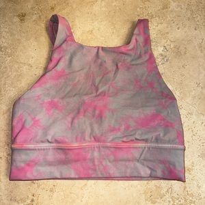 Pink tie-dye Lululemon Energy High-Neck Longline Bra size 8